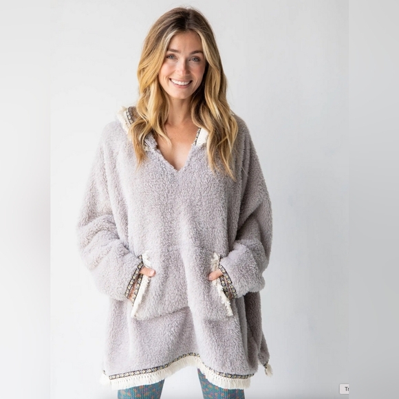 Natural Life Oversized Fleece Blanket Hoodie Sweatshirt Kangaroo Pocket Pink - Picture 4 of 10